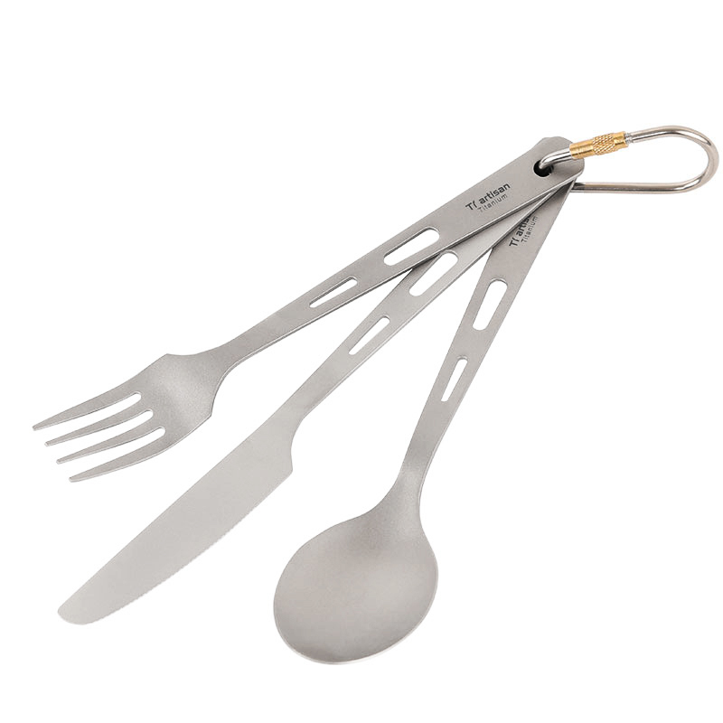 Camping Cooking And Eating Set - Tiartisan 3pcs Cookware Kit Titanium Cutlery