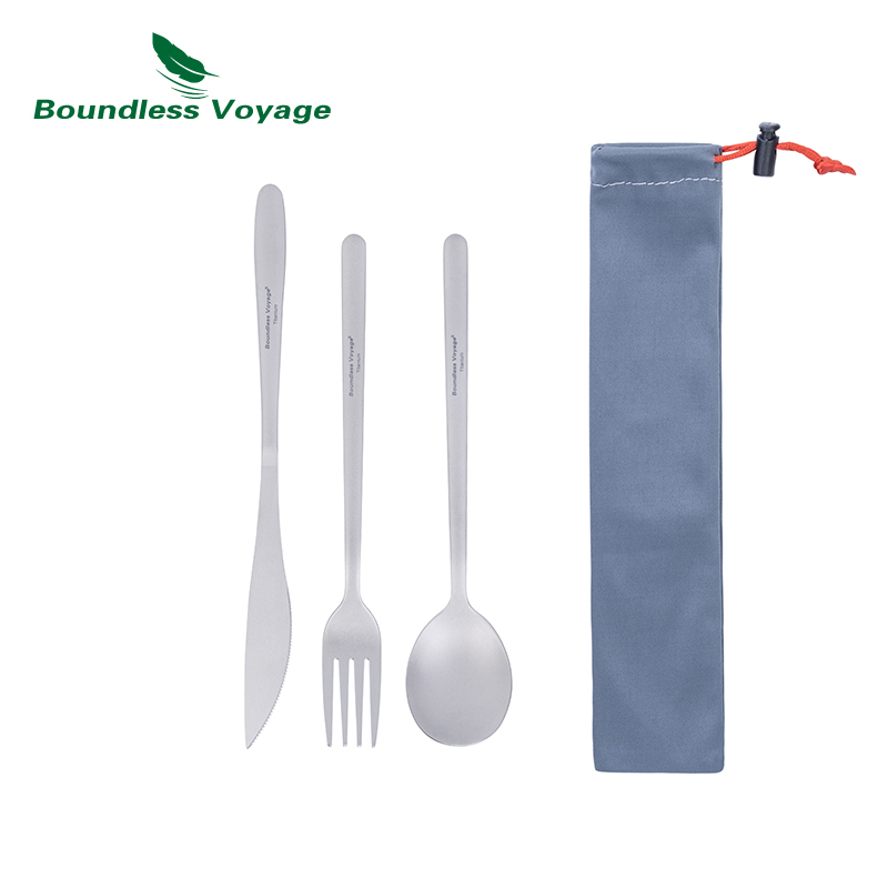 Camping Cooking And Cutlery Set - Boundless Voyage Titanium Dinner Set Camping