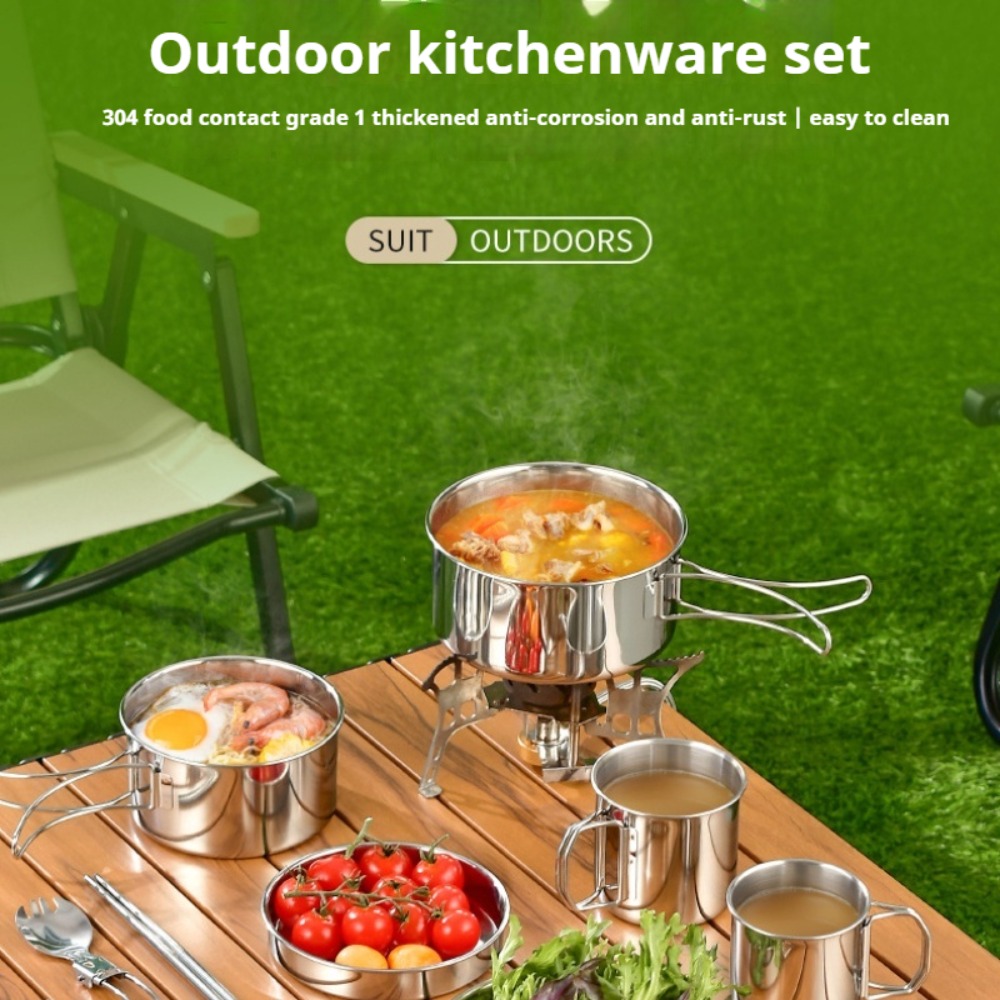 12PCS Adventure Camp Cook Set  - Camping Cooking Pots And Pans Set 评论和价格