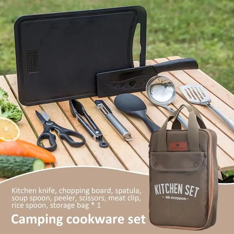 8pcs Camping Kitchen Cookware  - Camping Cooking And Cutlery Set 评论和价格
