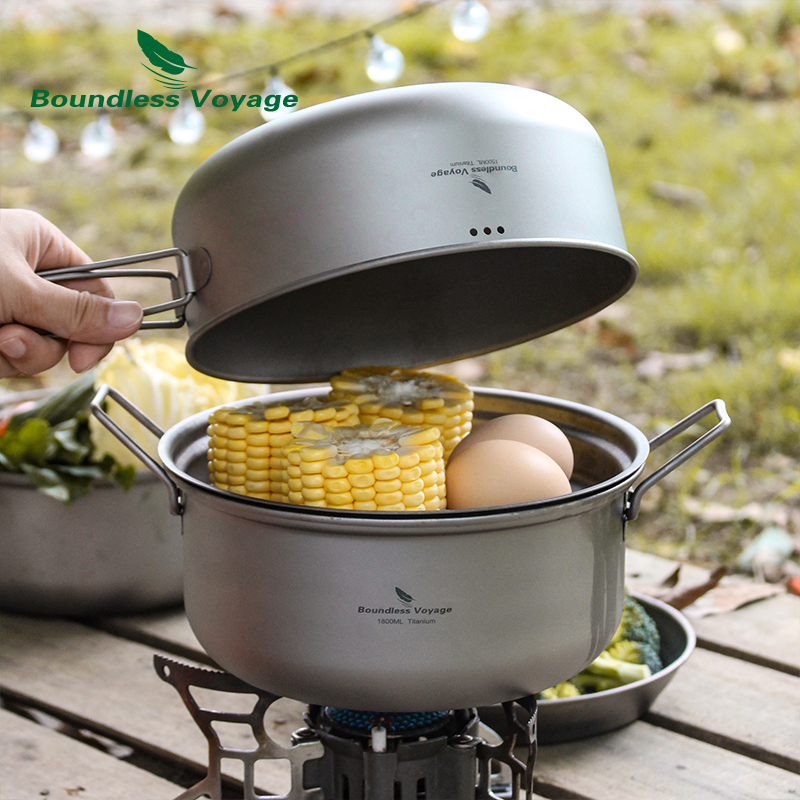 Boundless Voyage Titanium Stea - Camping Cooking Pots And Pans Set 评论和价格