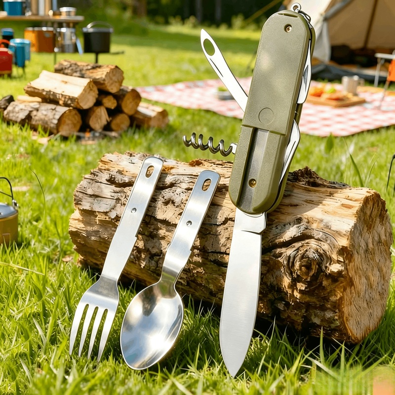 Stainless Steel 7 in 1 Camping - Camping Cooking And Cutlery Set 评论和价格
