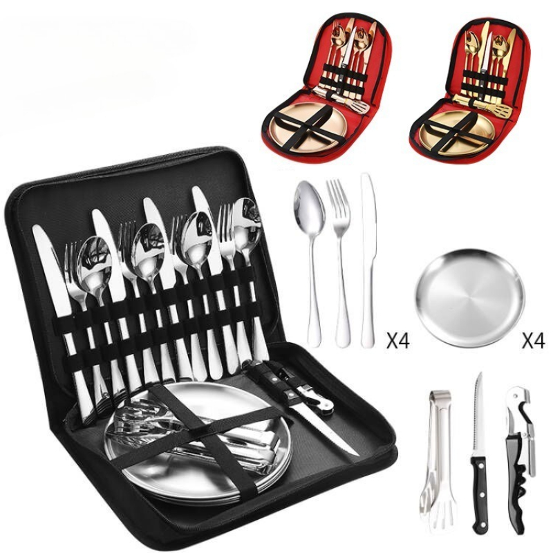 10/20pcs Stainless Steel Outdo - Camping Cooking And Eating Set 评论和价格