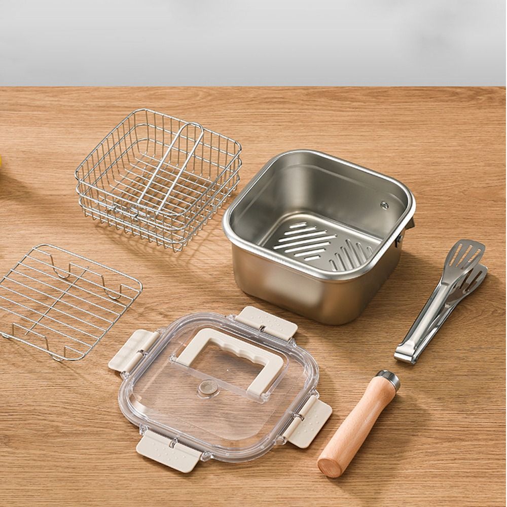 Portable Stainless Steel Fryin - Camping Cooking Pots And Pans Set 评论和价格