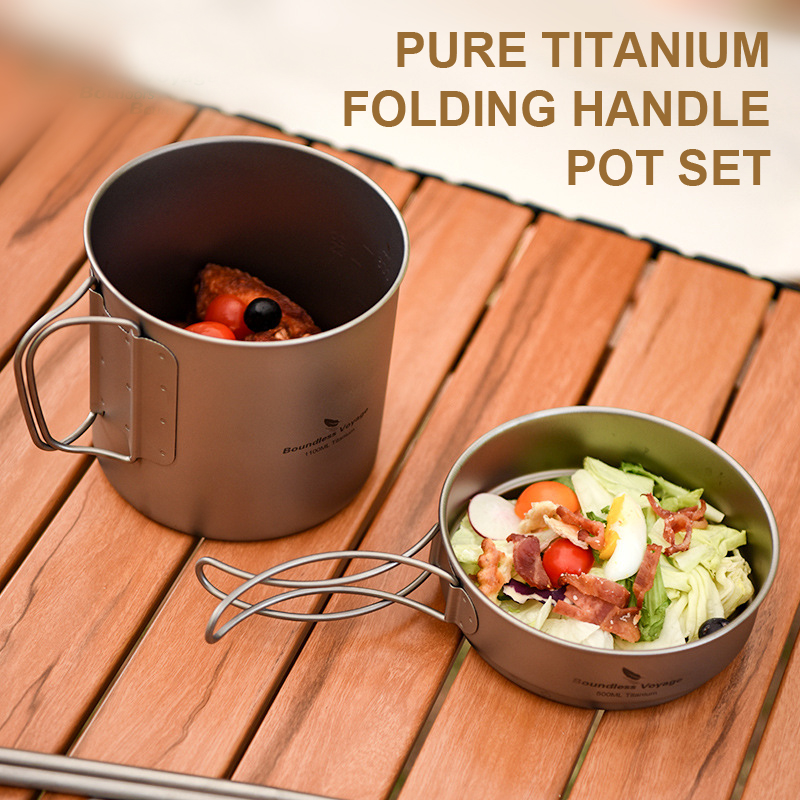 Pure Titanium Folding Handle P - Camping Cooking Pots And Pans Set 评论和价格