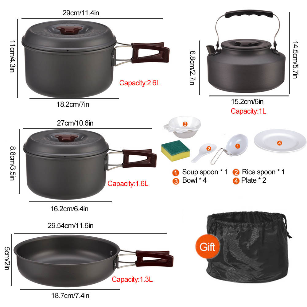 Outdoor cooking 3-4 person pic - Camping Cooking Pots And Pans Set 评论和价格
