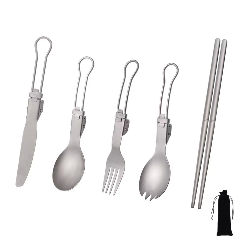 Titanium Foldable Utensil Set  - Camping Cooking And Cutlery Set 评论和价格