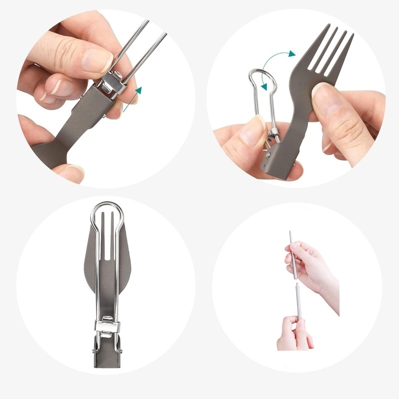 Titanium Foldable Utensil Set  - Camping Cooking And Cutlery Set 评论和价格