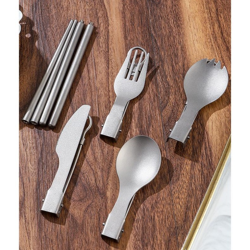 Titanium Foldable Utensil Set  - Camping Cooking And Cutlery Set 评论和价格