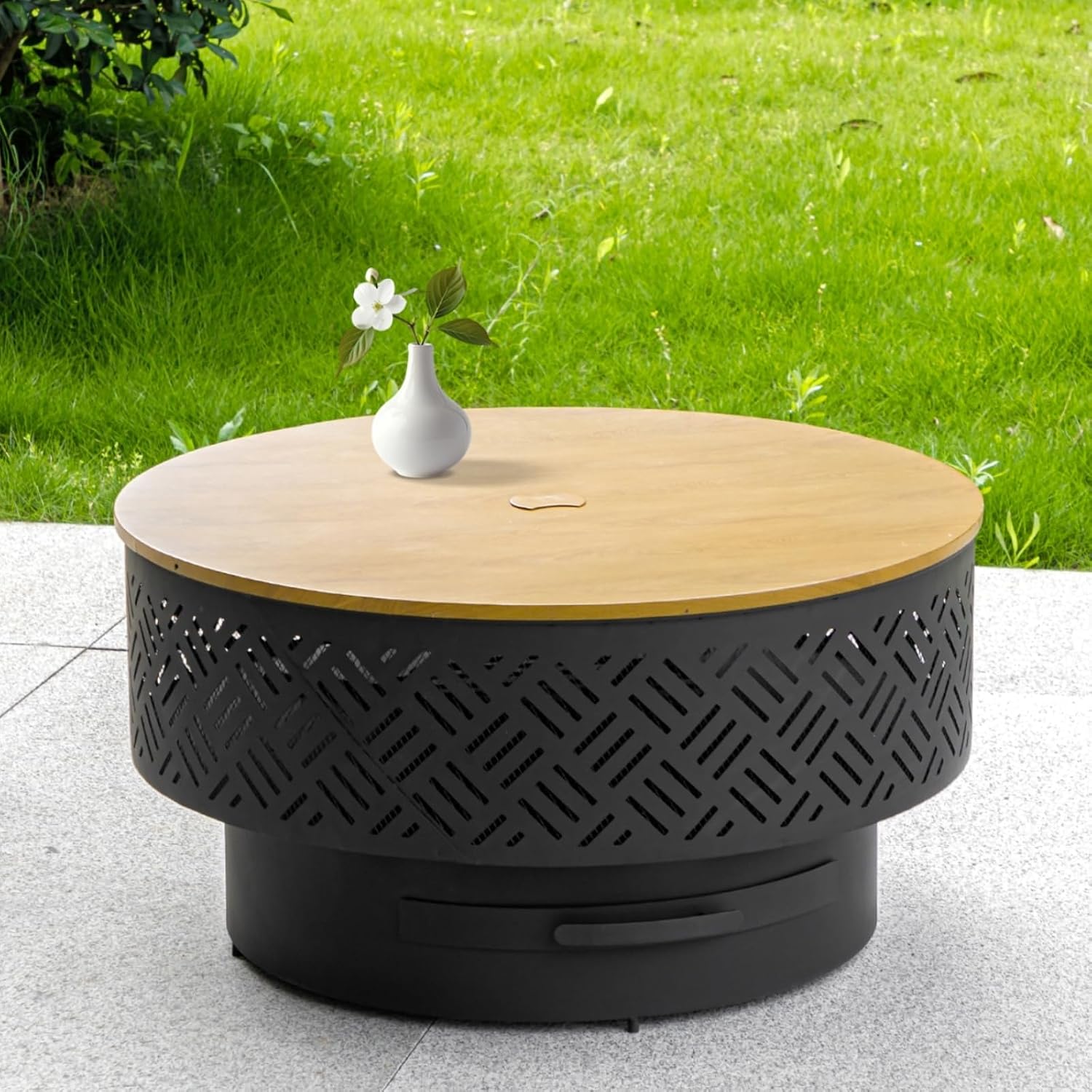 32 Inch Round Metal Wood Burni - Camping Cooking Fire Pit 评论和价格