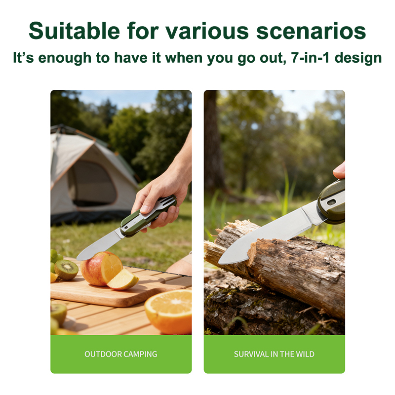 New Stainless Steel 7In1 Campi - Camping Cooking And Cutlery Set 评论和价格