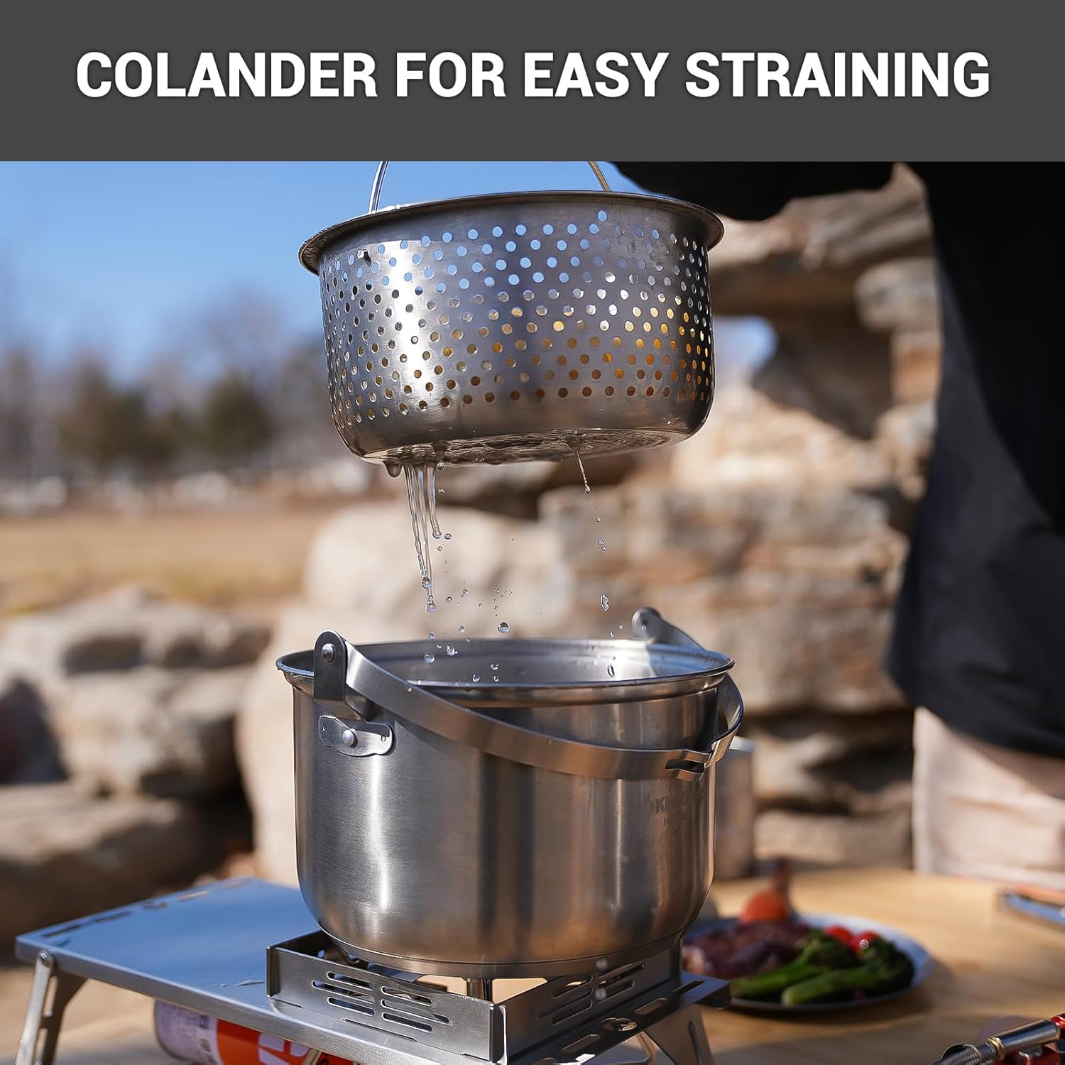 304 Stainless Steel Camping Co - Camping Cooking Pots And Pans Set 评论和价格