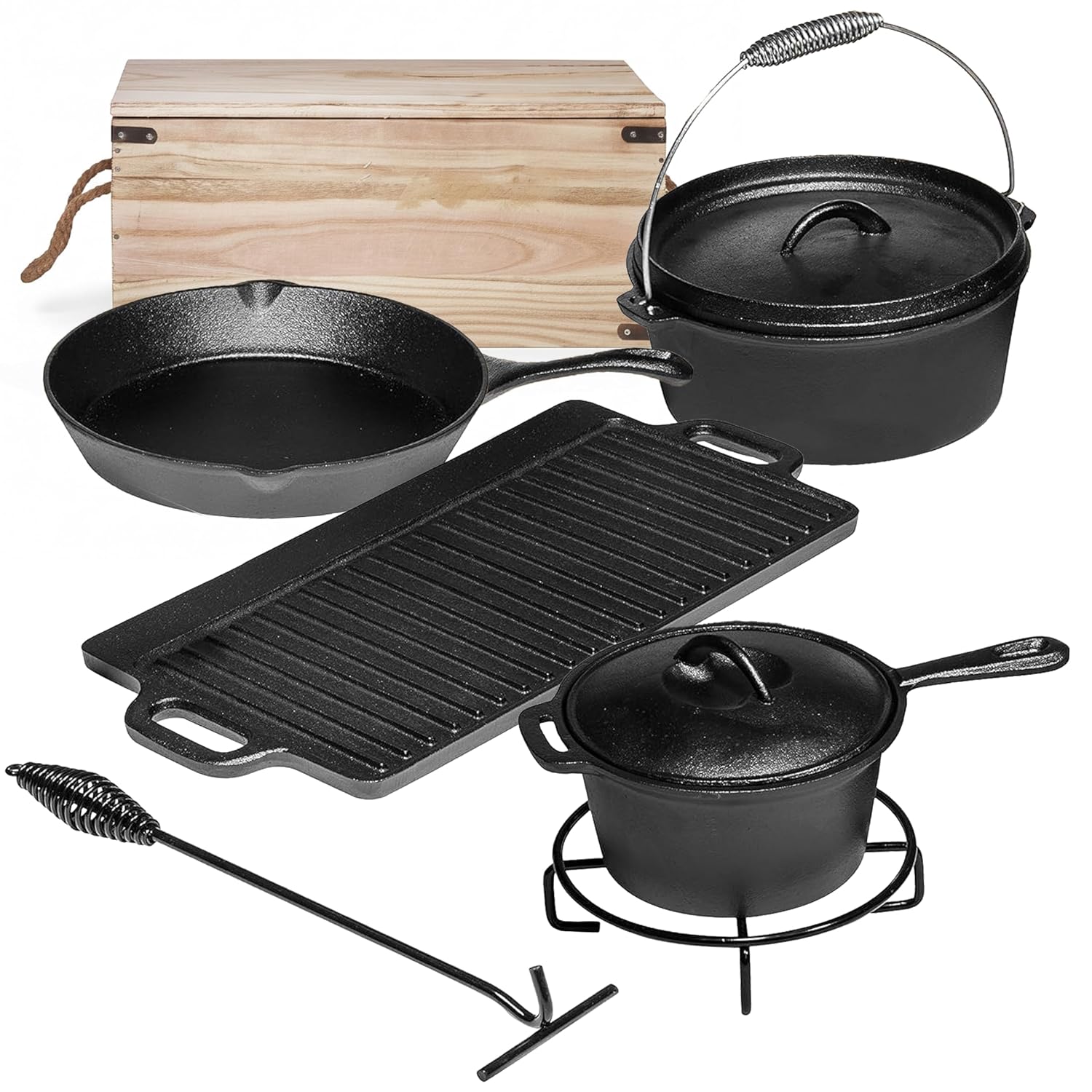 Camping Cooking Set Of 7. Pre  - Camping Cooking Dutch Oven 评论和价格