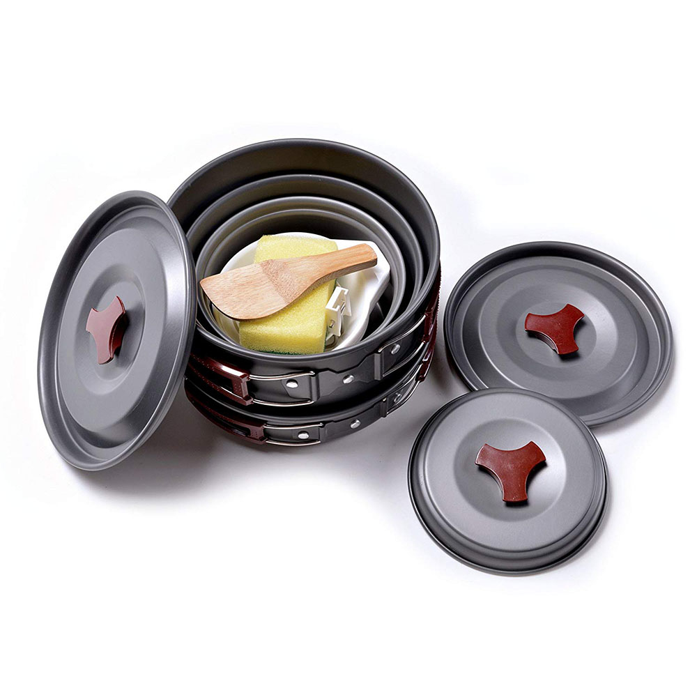 Outdoor Camping Cookware Kit N - Camping Cooking Pots And Pans Set 评论和价格